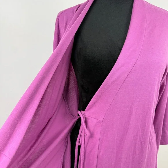 Natori Long Robe Womens Small Purple Belted Modal Blend 3/4 Sleeves Soft - Picture 3 of 7